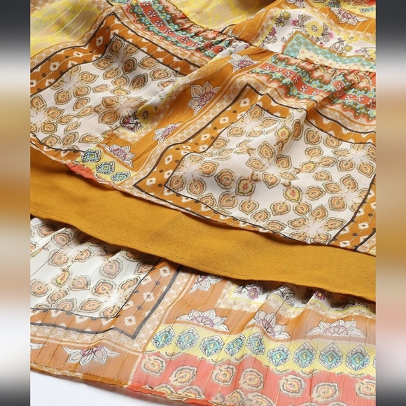 Cottinfab Women Mustard Yellow Ethnic Printed A-Line Maxi Dress - Picture 6 of 7